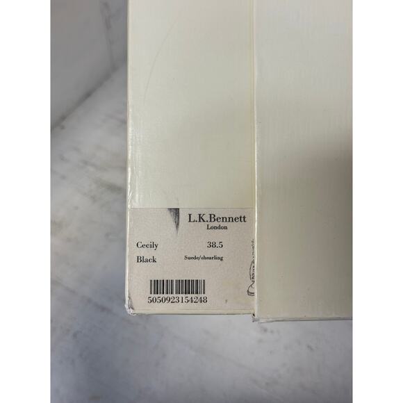 NWT L.K. Bennett Cecily Suede Shearling Ankle Wedge Boots Black Women's 38.5 - Picture 8 of 9